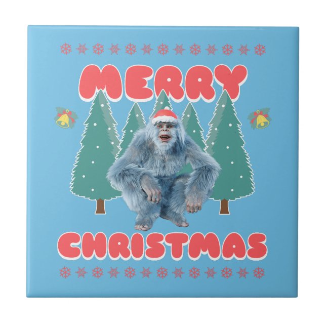 Azulejo Yeti Divertido - Feliz Navidad (Frente)