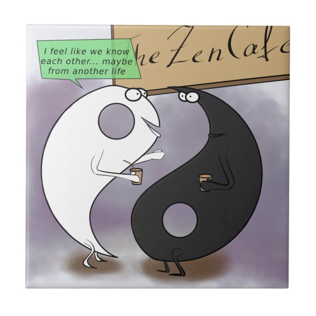 Azulejo Yin Conoce a Yang Zen Divertido (Frente)