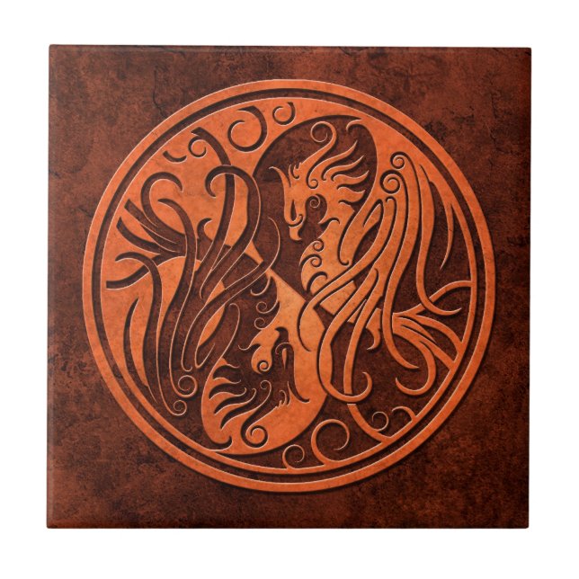 Azulejo Yin de piedra rojo Yang Phoenix (Frente)