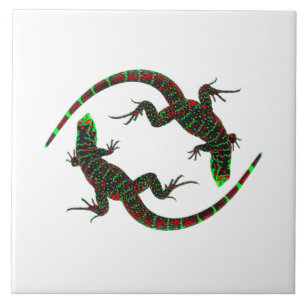 Azulejo Yin Yang Lizards Ceramic Tile