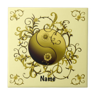 Azulejo Yin Yang Tribal Amarillo