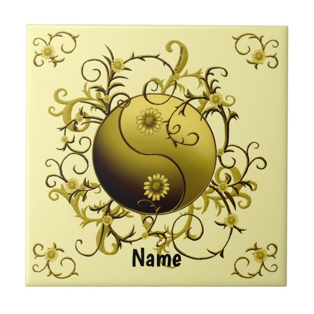 Azulejo Yin Yang Tribal Amarillo (Frente)