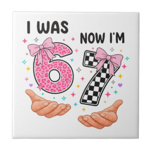 Azulejo Yo era 6 ahora tengo 7 números de cumpleaños lindo