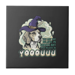 Azulejo Yooouuu Fantasmas Perro Beagle Sombrero de Bruja M