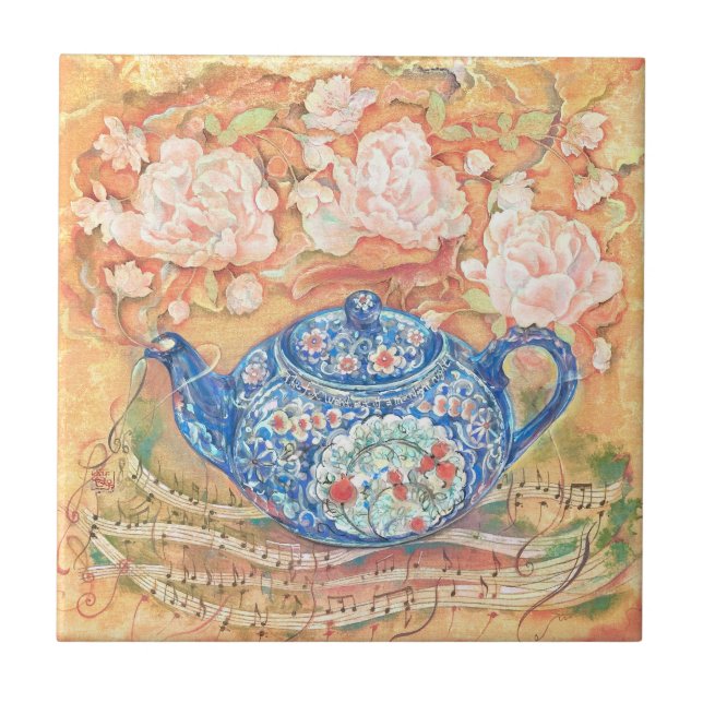 Azulejo Yume Pot: Teatime Rhapsody Throw Pillow (Frente)