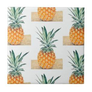 Azulejo Yummy Pale Pastel Pineapple Print Fruto