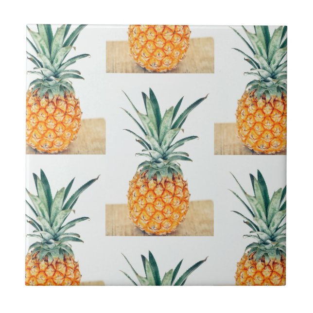 Azulejo Yummy Pale Pastel Pineapple Print Fruto (Frente)