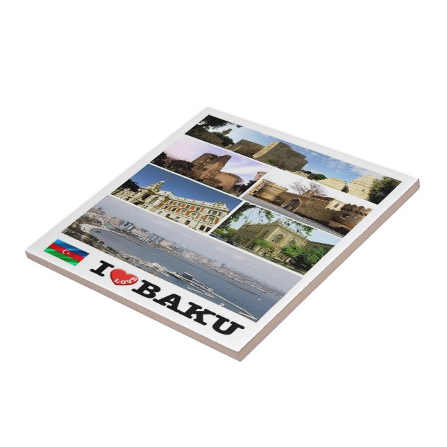 Azulejo Z009 Amo BAKU, Azerbaiyán, Asia. (Lado)