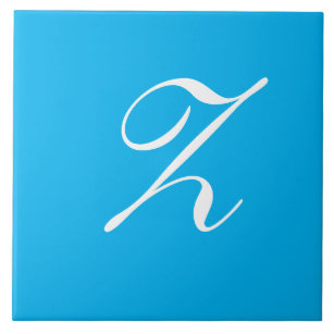 Azulejo Z Monograma Blanco inicial en azul verdadero