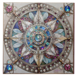 Azulejo Zafiros Rosas y Azules Diamantes Perlas Mandala