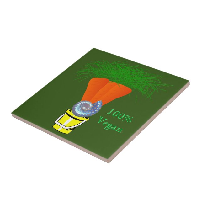 Azulejo Zanahorias cerámicas, 100% verde vegan (Lado)