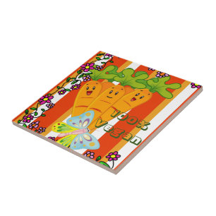 Azulejo Zanahorias de mosaico cerámico, franja Naranja, 10