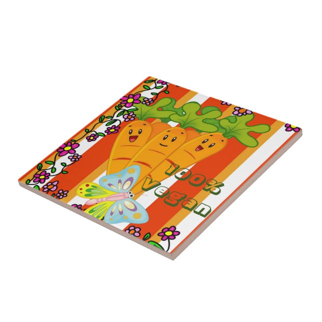 Azulejo Zanahorias de mosaico cerámico, franja Naranja, 10 (Lado)