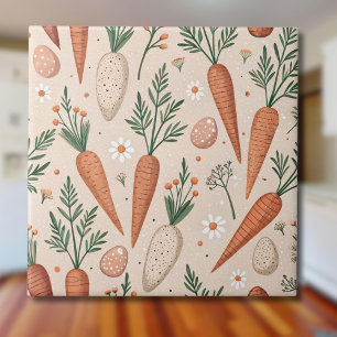 Azulejo Zanahorias elegantes vintage con flores y huevecit