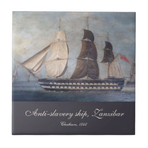 Azulejo Zanzíbar Clipper Ship Anti-Slavery Black Coast