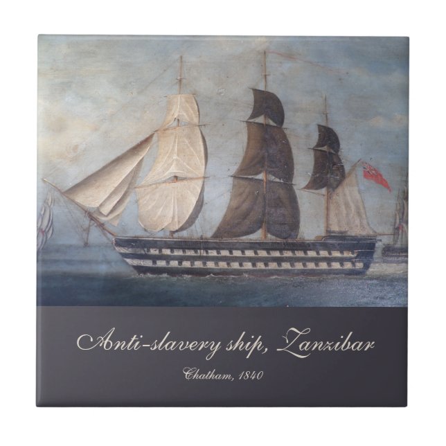 Azulejo Zanzíbar Clipper Ship Anti-Slavery Black Coast (Frente)