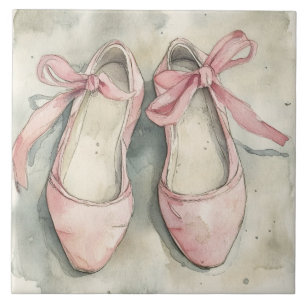 Azulejo Zapatos de ballet de cinta rosa pastel vintage