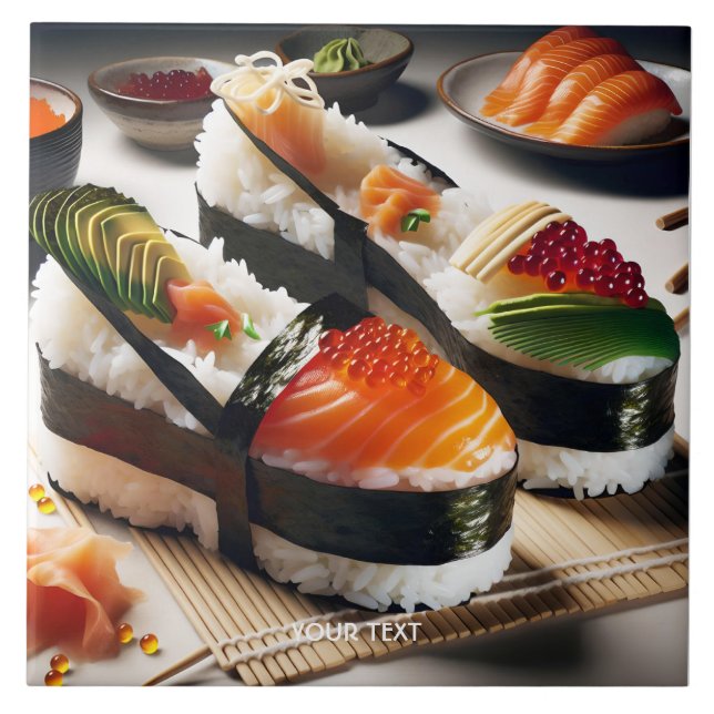 Azulejo Zapatos de sushi elegantes y gratos (Frente)