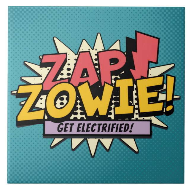 Azulejo ¡ZAS! ¡ZONGO! ¡Electrízate! (Frente)