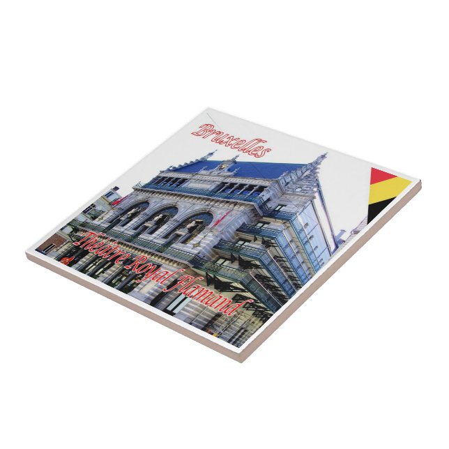 Azulejo zBE014 BRUSELAS BRUXELLES, Teatro flamenco real (Lado)