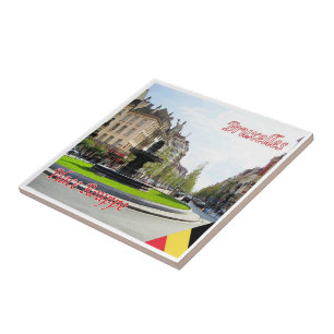 Azulejo zBE015 BRUSELAS BRUXELLES Place Rouppe y Avenue