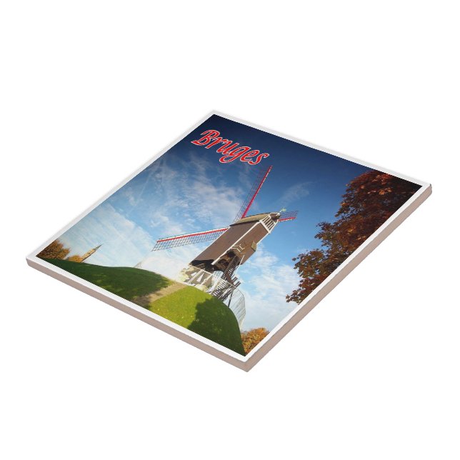 Azulejo zBE034 BRUGES Moulin, Bélgica (Lado)