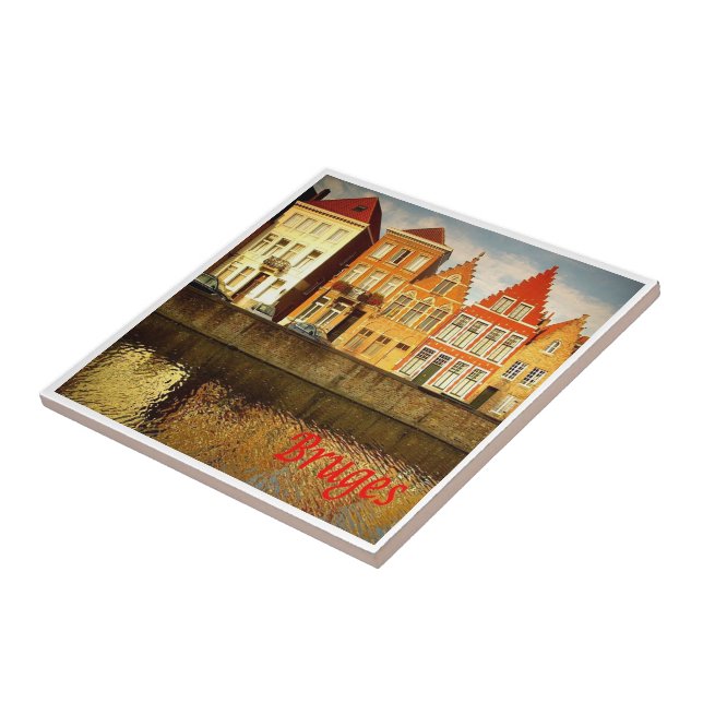 Azulejo zBE043 BRUGES Houses Bélgica, (Lado)