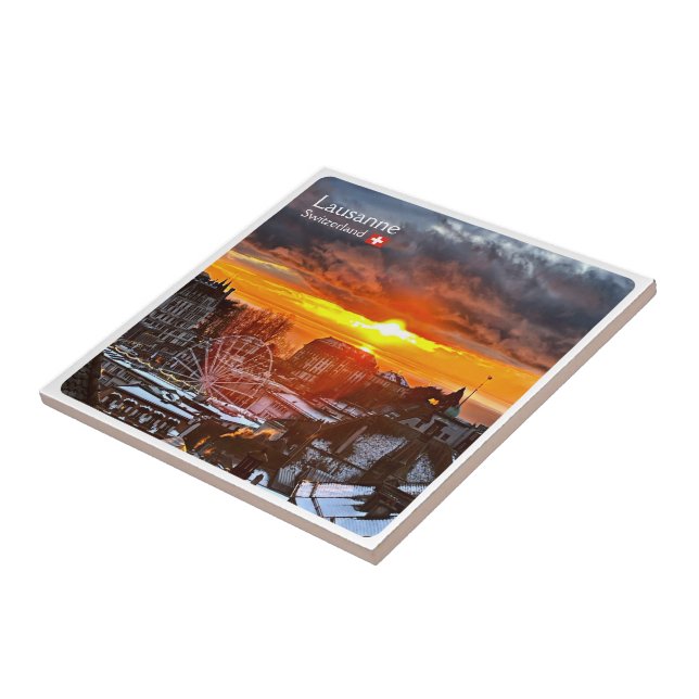 Azulejo zCH013 LAUSANNE Suiza, (Lado)