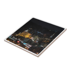 Azulejo zCH018 SANKT MORITZ bei Nacht, Suiza,