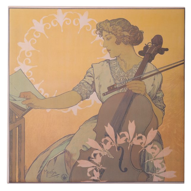 Azulejo Zdenka Cerny poster por Alphonse Mucha (Frente)