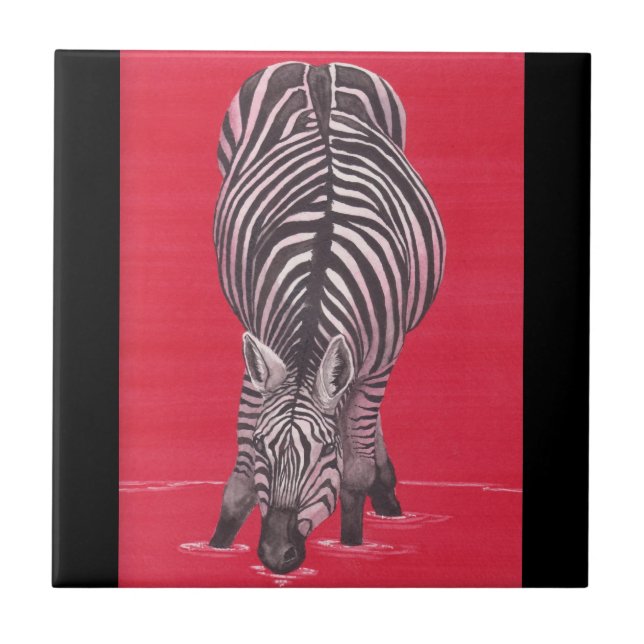 Azulejo Zebra Sobre El Tile De Cerámica Rojo (Frente)
