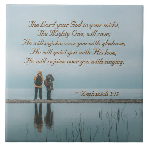 Azulejo Zephaniah 3:17 Alégrate de ti cantando.