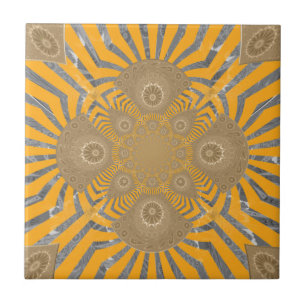 Azulejo Zephyr dorado: Elegancia en amarillo dorado y crom