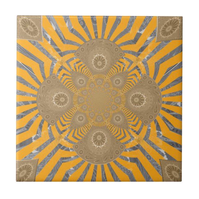 Azulejo Zephyr dorado: Elegancia en amarillo dorado y crom (Frente)