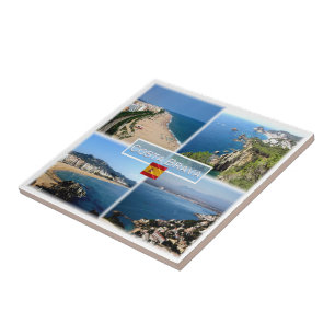 Azulejo zES016 COSTA BRAVA, playa de Calella, Tossa de Mar