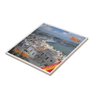 Azulejo zES054 Puerto del casco antiguo de EIVISSA, España