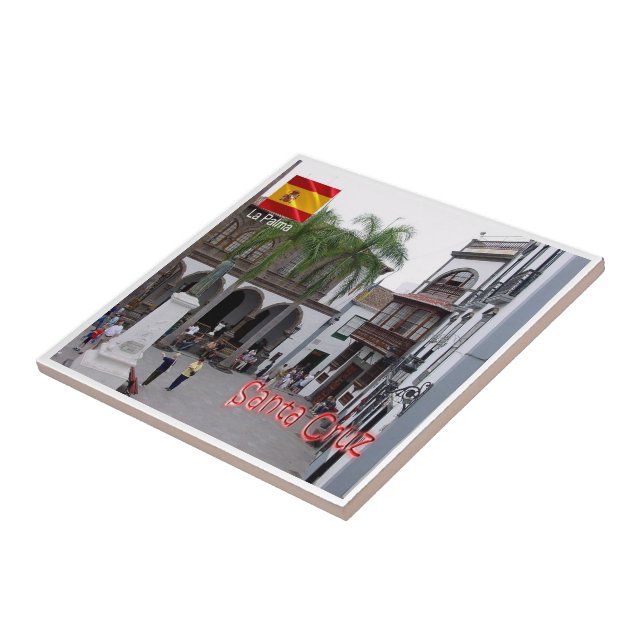 Azulejo zES077 LA PALMA, SANTA CRUZ, Plaza de España, (Lado)