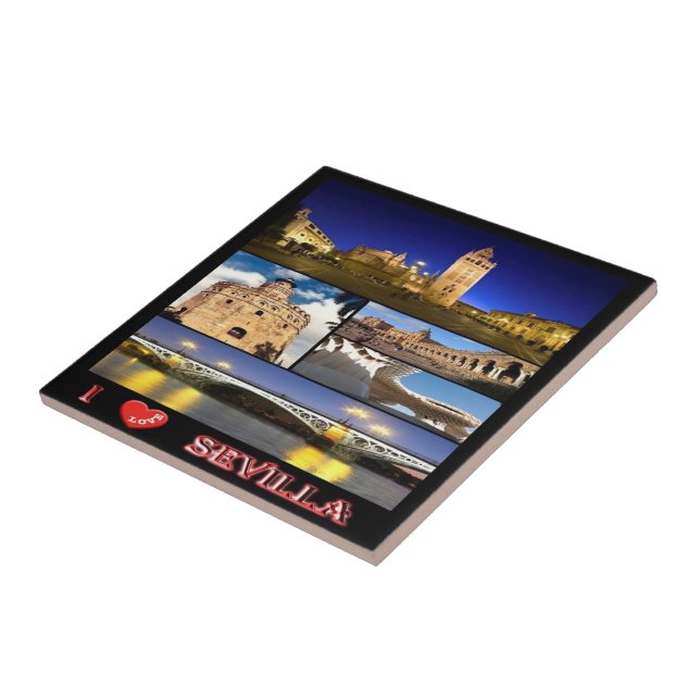 Azulejo zES132 SEVILLA "I Love", España, (Lado)