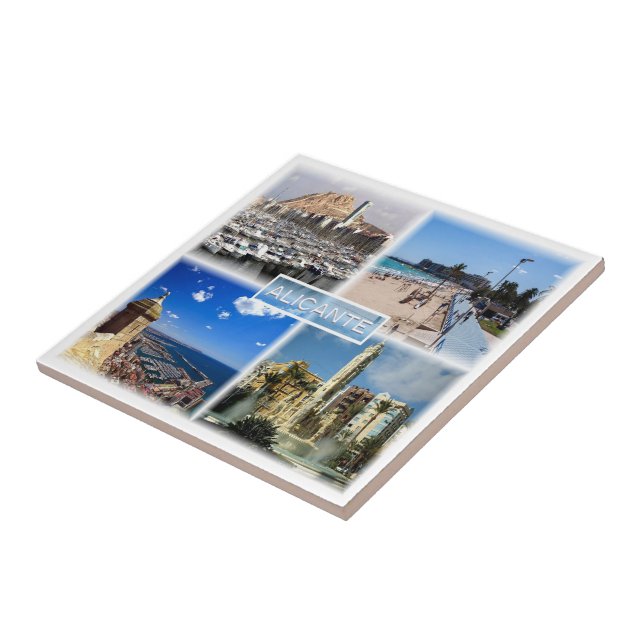 Azulejo zES154 ALICANTE Postiguet beach Explanad, (Lado)