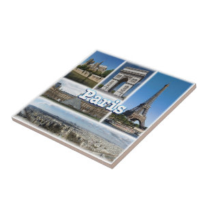 Azulejo zFR032 TOUR EIFFEL y PARIS, Francia, Europa,