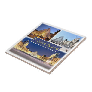 Azulejo zFR047 EL LOUVRE PYRAMID, París, Francia,