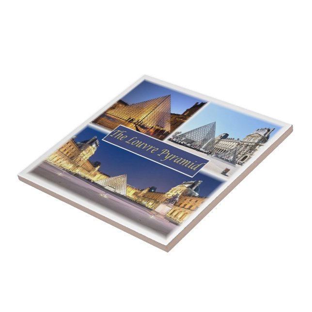 Azulejo zFR047 EL LOUVRE PYRAMID, París, Francia, (Lado)