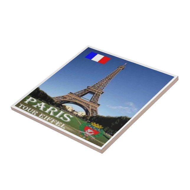 Azulejo zFR067 EIFFEL TOWER París, Francia, (Lado)