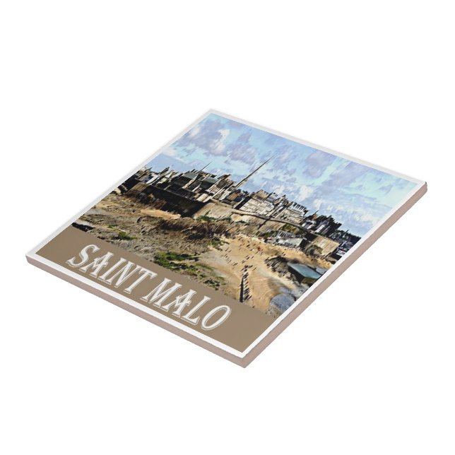 Azulejo zFR081 SAINT MALO, Riviera Francesa, Francia, (Lado)