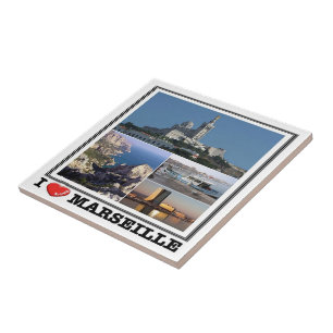 Azulejo zFR139 MARSEILLE "I Love", Francia,