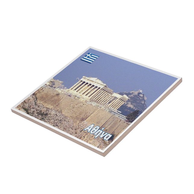 Azulejo zGR067 ATENE Parthenon, Grecia, (Lado)