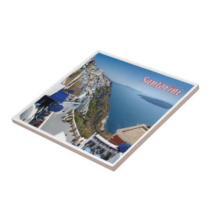 Azulejo zGR074 SANTORINI Thera, Firai, Grecia,