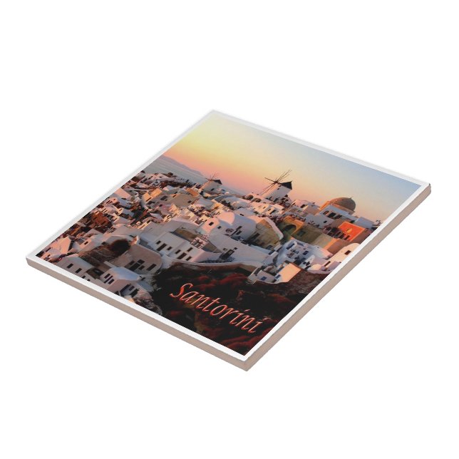 Azulejo zGR077 SANTORINI Oia Sunset, Grecia, (Lado)