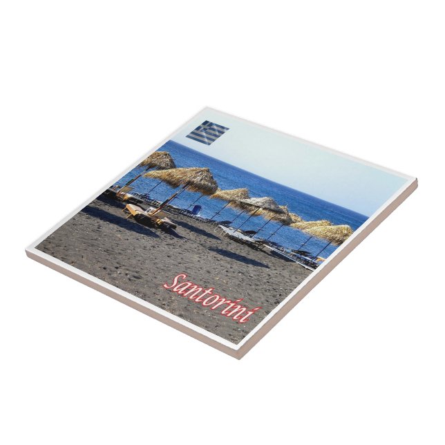 Azulejo zGR082 SANTORINI Lava Beach, Grecia, (Lado)