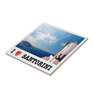 Azulejo zGR086 SANTORINI, I Love, Grecia,